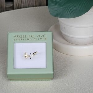 Argento Vivo Sterling Silver filled CZ stones BUTTERFLY Ring One SIZE